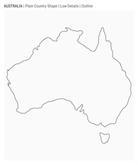 Australia plain country map. Low details. Outline style. Shape of Australia. Vector illustration.
