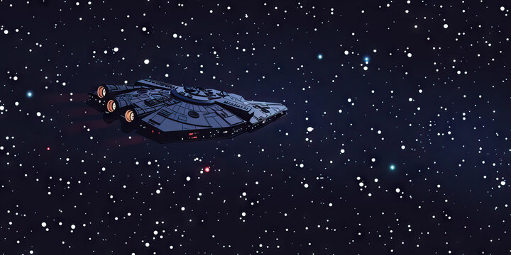 Silent Serenity of a Lone Spaceship Gliding Through the Vastness of Space