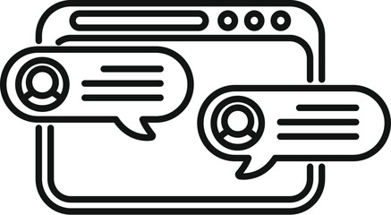 Minimalist vector illustration of an online chat icon with speech bubbles. Representing modern digital communication and messaging on web and social media platforms