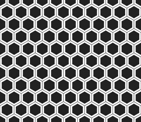 Fototapeta premium Abstract vector background. Simple hexagon grid with inner solid cells. Hexagonal shapes. Seamless tileable vector illustration.
