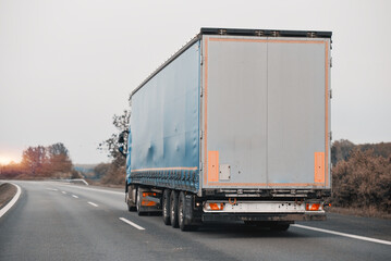 Intermodal Multimodal Distribution Delivery Freight Cargo Truck In Motion..