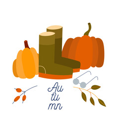Autumn poster with font composition.