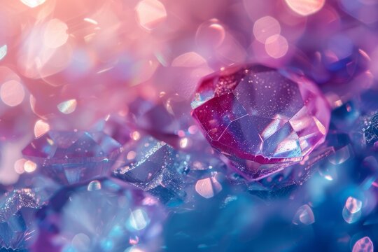 A seamless gemstone texture with faceted surfaces close up, focus on, copy space Sparkling and vibrant Double exposure silhouette with gems