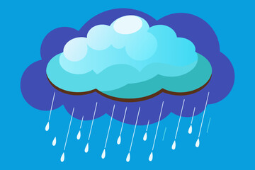 Illustration of cloud and rain on dark background heavy rain rainy season paper cut and flat style
