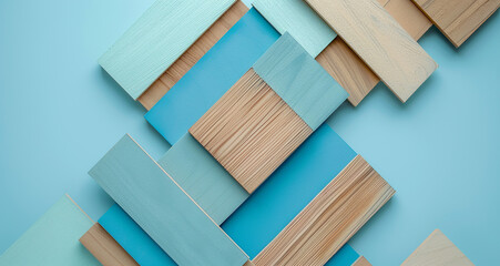  Abstract Color Wooden square with light blue background