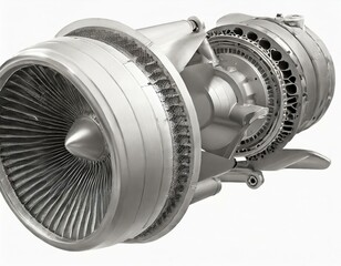 engine isolated on white,visually appealing 3D image of jet parts on a white background. AI generated