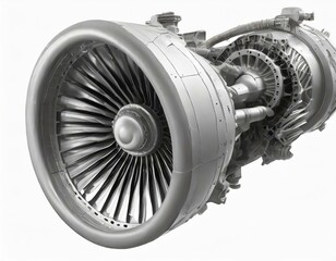 engine isolated on white,visually appealing 3D image of jet parts on a white background. AI generated