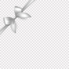 Vector Realistic Silk White Gift Ribbon, Satin Bow for Greeting Card, Gift, Isolated. Bow Design Template, Concept for Birthday, Christmas Presents, Gifts, Invitation, Box