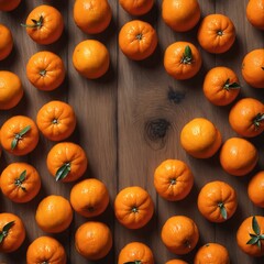 Fresh mandarin fruits on dark. Top view flat lay