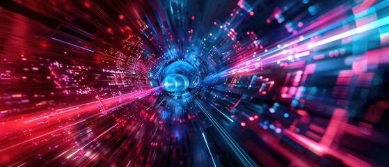 Fototapeta premium ultra futurist tech abstract background featuring red magenta blue