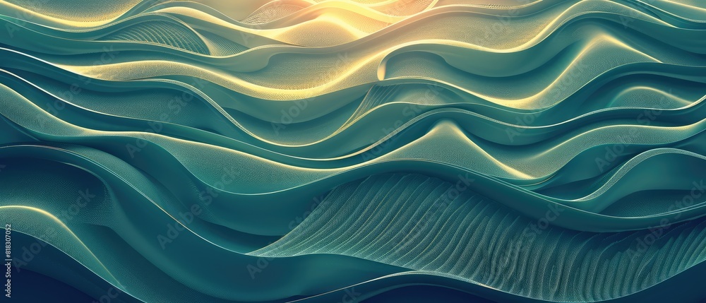 Poster green retro grainy gradient background noise texture effect summer poster design abstract wave patte