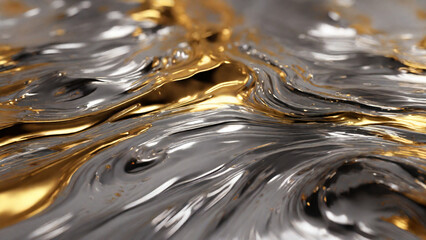 Abstract liquid gold and silver