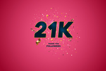 Blue golden 21K isolated on Pink background, Thank you followers peoples, 21K online social group, 22K
