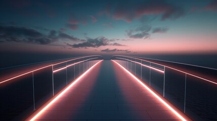Minimalist Bridges Sleek LED Lighting Illuminates Modern Urban Architecture Nighttime Landscape