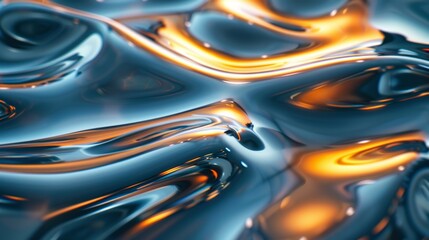 A highdefinition liquid metal texture close up, focus on, copy space Smooth and reflective Double exposure silhouette with liquid