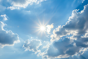 A bright and hot day with sunlight passing through the sky, creating a miraculous abstract shape.
