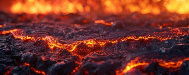 A highdefinition lava texture with molten patterns close up, focus on, copy space Hot and dynamic Double exposure silhouette with lava