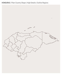 Honduras plain country map. High Details. Outline Regions style. Shape of Honduras. Vector illustration.