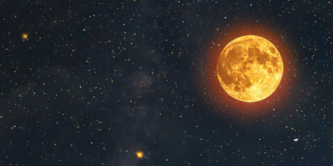 Twinkling Stars and Lunar Embrace: A Nocturnal Scene of Celestial Beauty