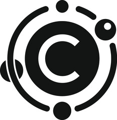Fototapeta premium Black and white graphic representation of a modernized copyright logo