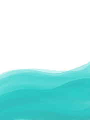 Abstract blue azure watercolor wave. Frame on transparent background. Design element for advertising.