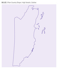Belize plain country map. High details. Outline style. Shape of Belize. Vector illustration.