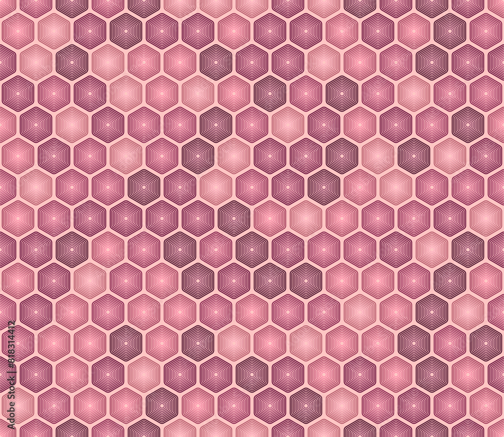Poster geometric template background with pink color tones and gradients. features rounded stacked hexagons