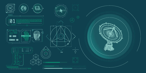 Design elements for infographic of data communication.