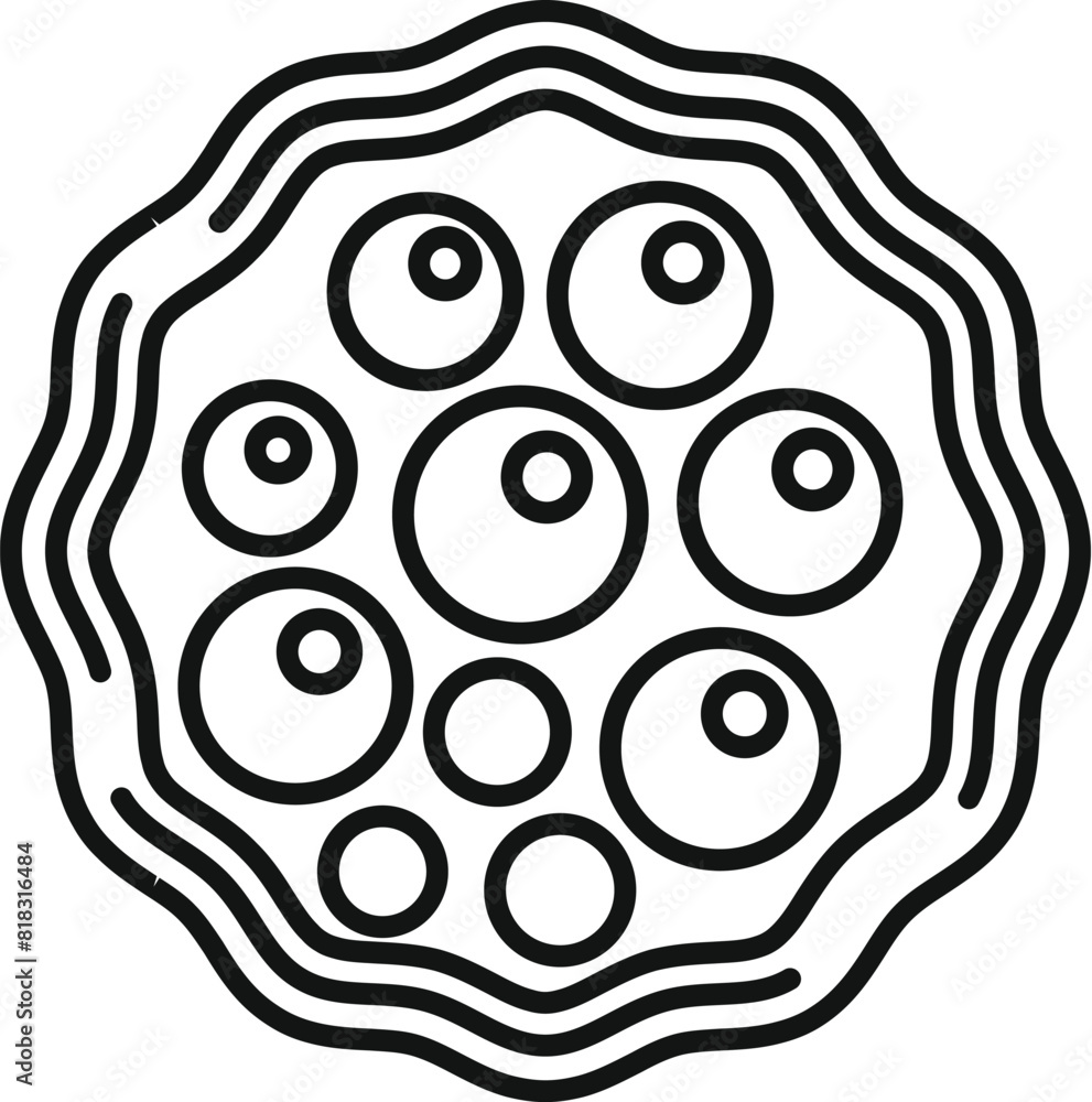 Sticker abstract black and white vector circular pattern design with concentric circles and geometric illust