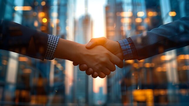 Business handshake on blurred background. - Powered by Adobe