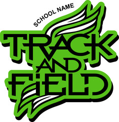 track and field team design with winged foot for school, college or league sports