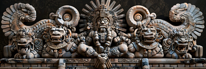 Intricate Sculpture of Xochipilli, Aztec God of Art, Beauty, and Flowers