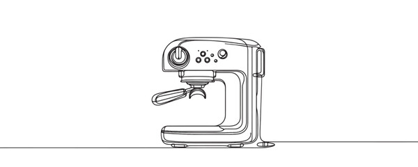 Continuous one line drawing of cup of coffee and machine. Vector illustration.