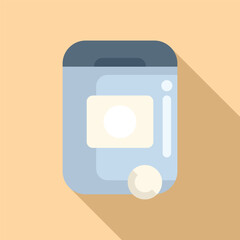 Vector illustration of a modern flat design smartphone icon with a long shadow on a beige background