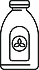 Simple line icon of a milk bottle with a hazard warning, symbolizing contaminated dairy