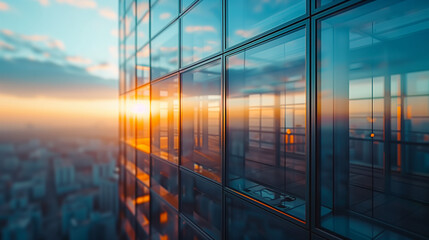 sunset and sunrise reflection in a building window
