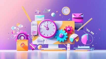 Vibrant abstract representation of productivity and time management