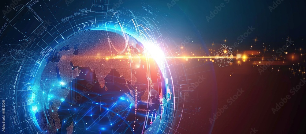 Poster abstract global technology background. Technology innovation idea of global business solution.