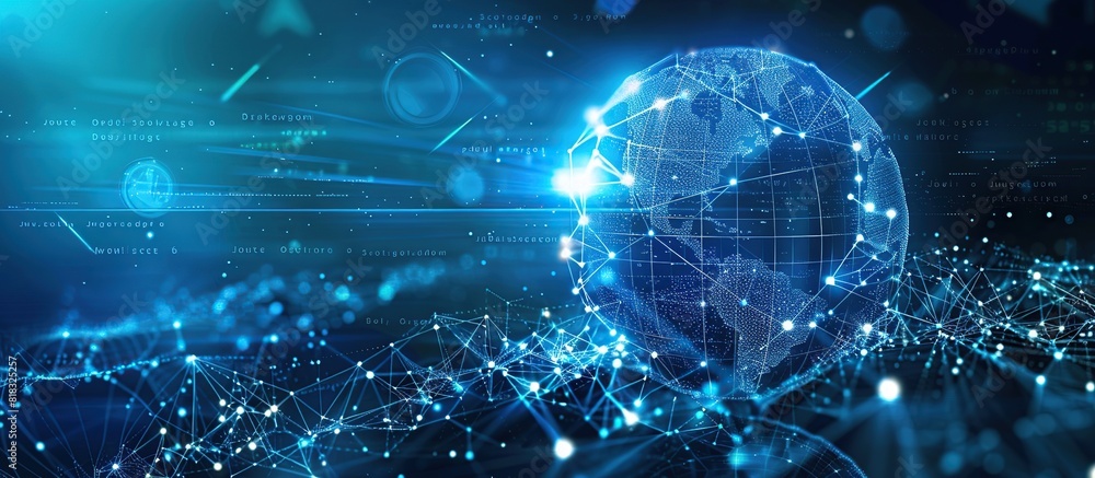 Aufkleber communication technology for internet business. global world network and telecommunication on earth.