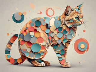 Funny cat colorful surreal illustration.