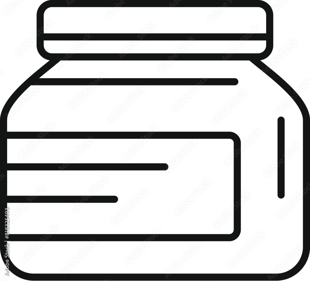 Poster simple line art vector of a jar with a blank label, isolated on a white background