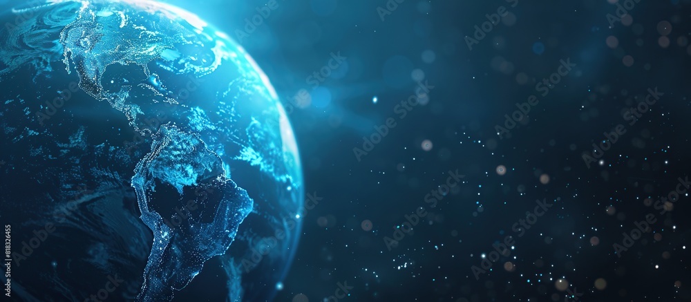 Poster global world network and telecommunication on earth. global technologies concept background.