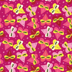 Valentine's Day pattern with cute cartoon cool hearts