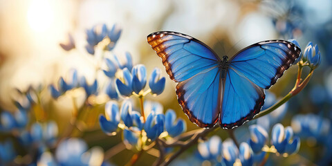 Sky Blue Rebirth: Renewal and Hope - A beautiful blue butterfly emerges from a cocoon, its wings unfolding gracefully as it takes flight, symbolizing new beginnings and hope
