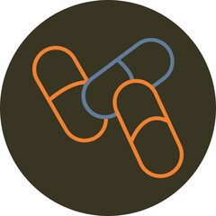 Capsules Line Two Color Circle Icon