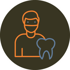 Dentist Line Two Color Circle Icon