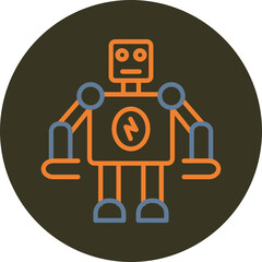 Robotics Line Two Color Circle Icon