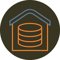 Data Center Line Two Color Circle Icon