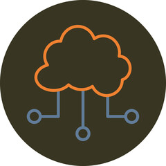 Cloud Based Architecture Line Two Color Circle Icon