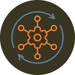 Automated Solutions Line Two Color Circle Icon
